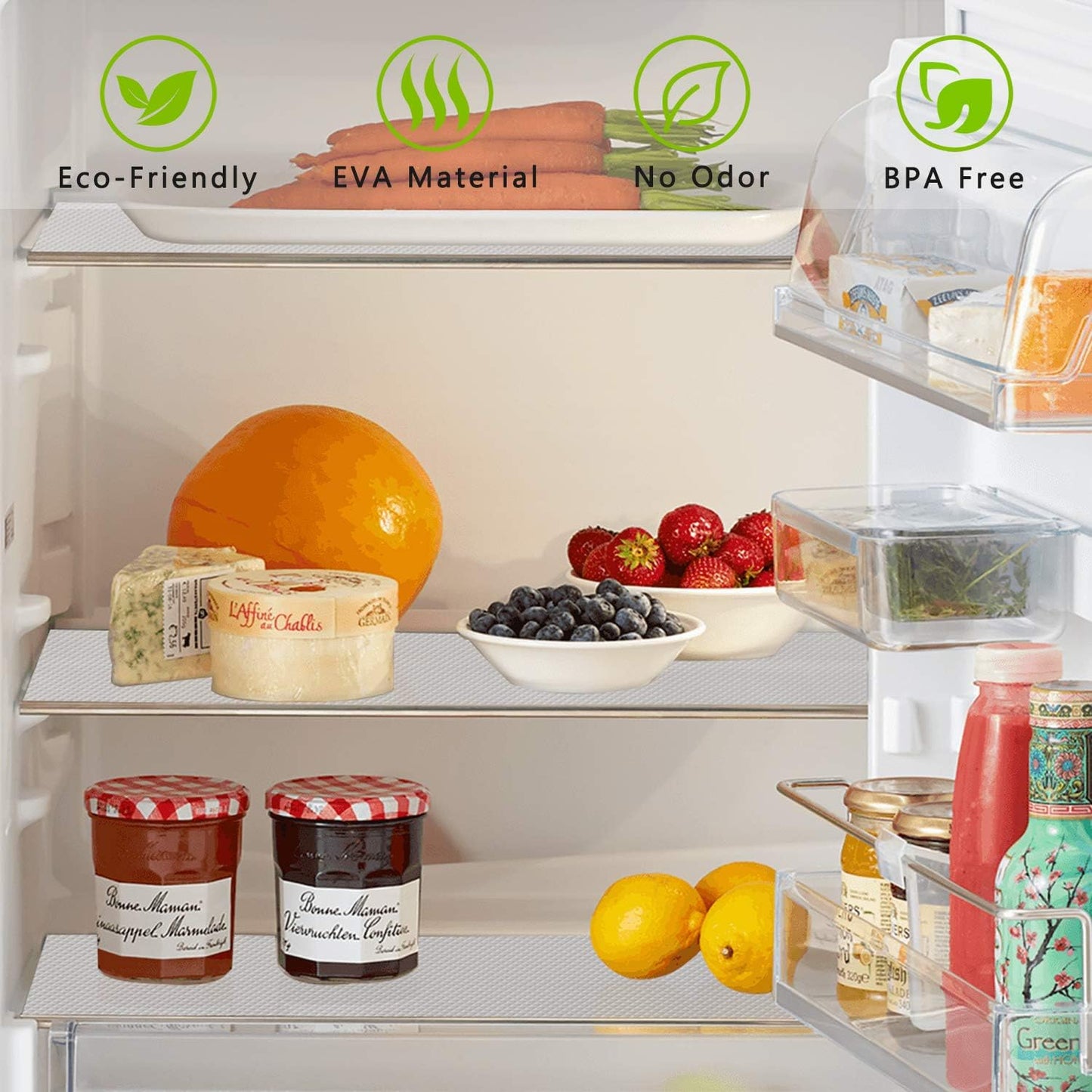Skiennix Kitchen Shelf Liner - Non-Adhesive Waterproof Drawer Mats for Cabinets & Refrigerators