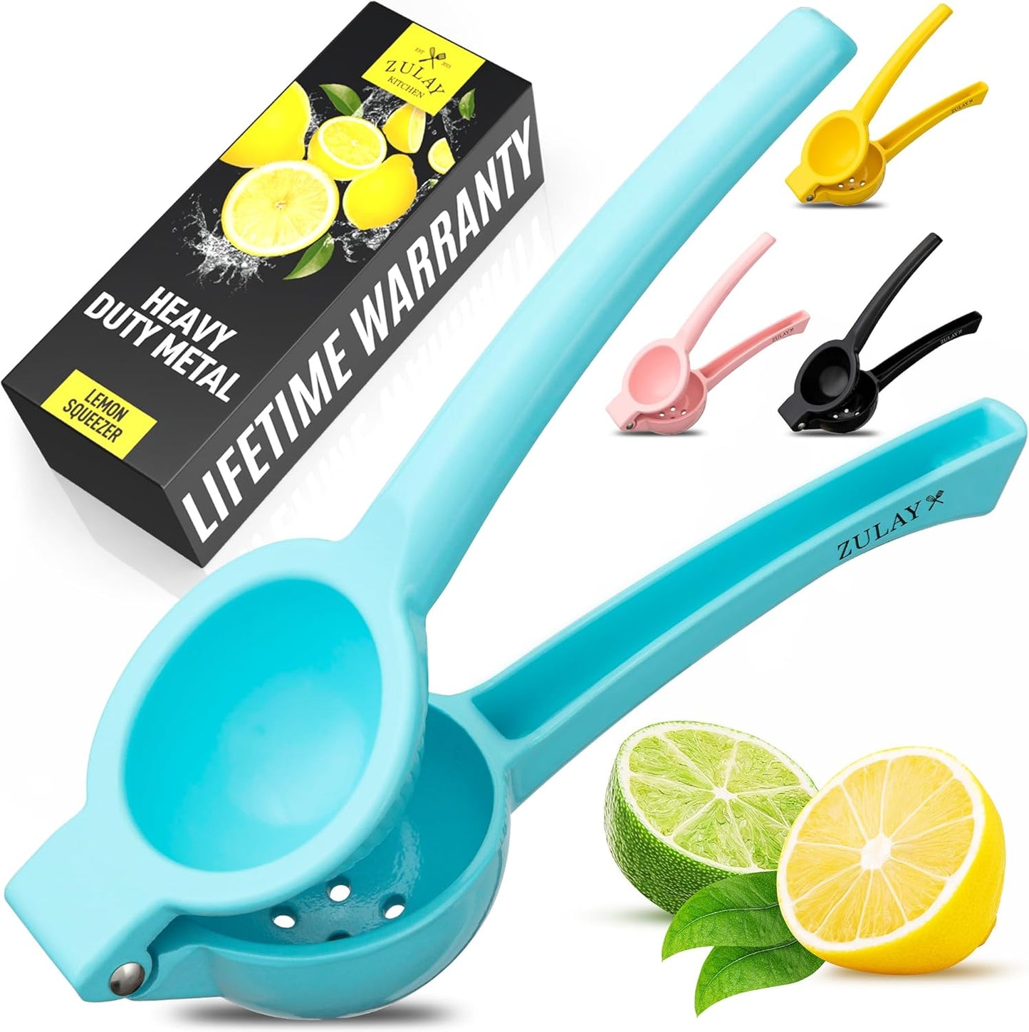 Zulay Premium Quality Lemon Squeezer - Manual Citrus Juicer for Maximum Juice Extraction | Light Blue