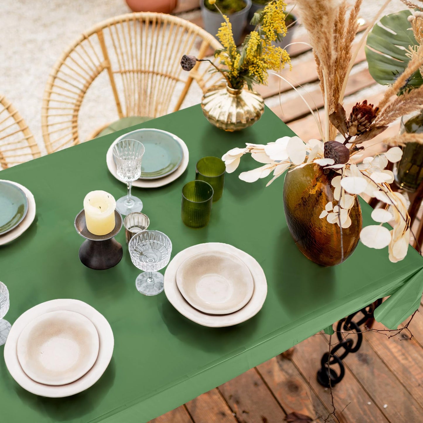 VitalCozy 4 Pcs Sage Green Tablecloths 54 x 108 Inch Gradient Table Cloths Plastic Rectangle Disposable Table Cover Waterproof Tablecloth for Wedding Bridal Birthday Party Spring