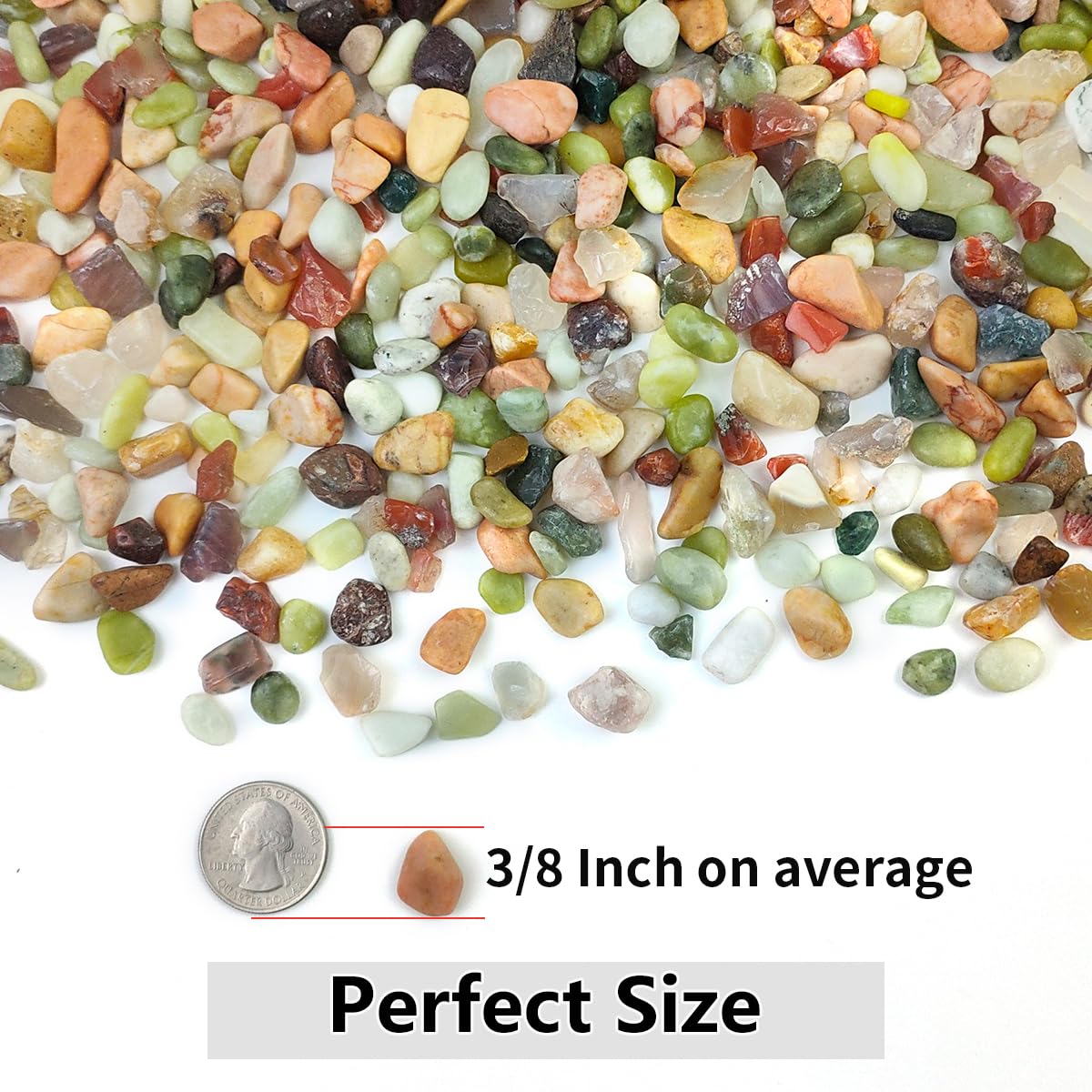 YISZM Colorful Pebbles for Succulents & Cacti - 2LB Natural Polished River Rocks, 3/8 Inch Size