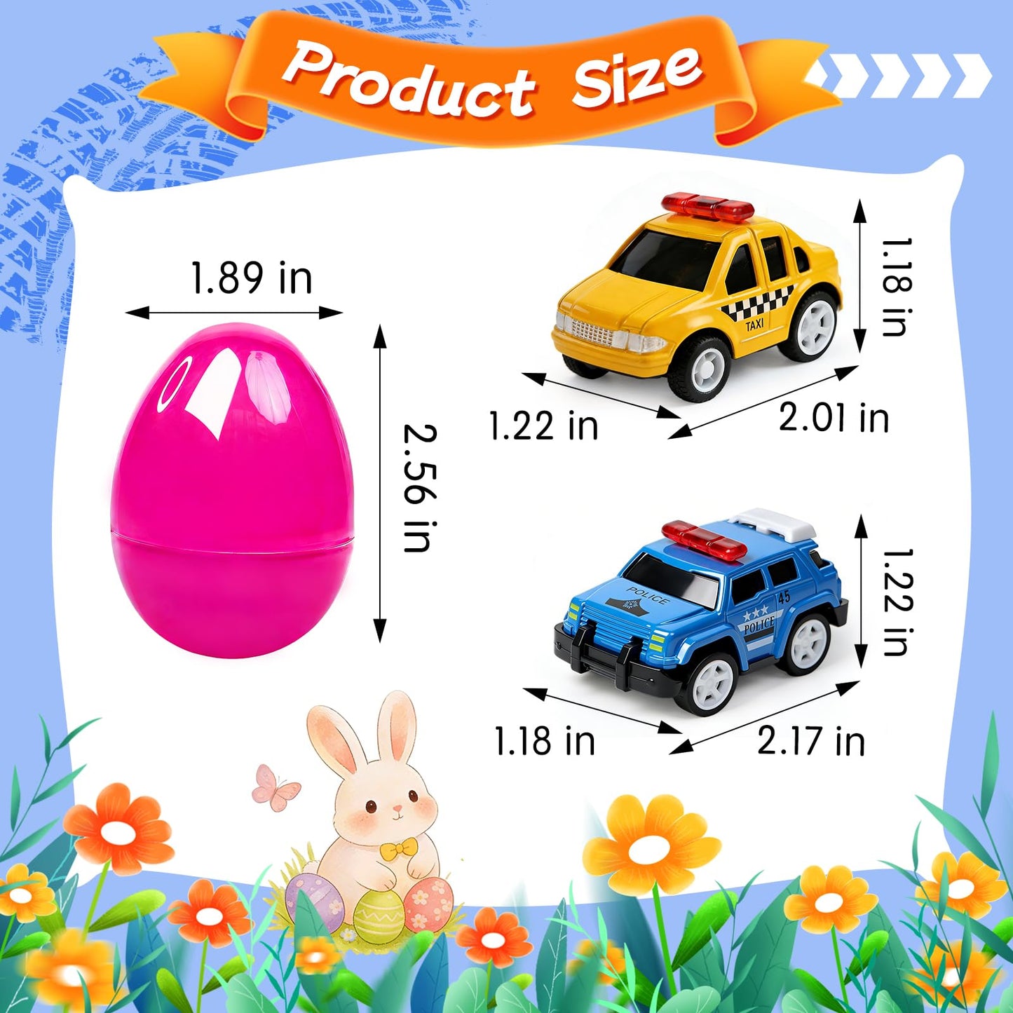 12 Pcs Prefilled Easter Eggs with Mini Cute Pull Back Alloy Car Toys for Toddlers Kids Easter Basket Stuffers Egg Hunt Party Favors Classroom Prizes for Boys and Girls