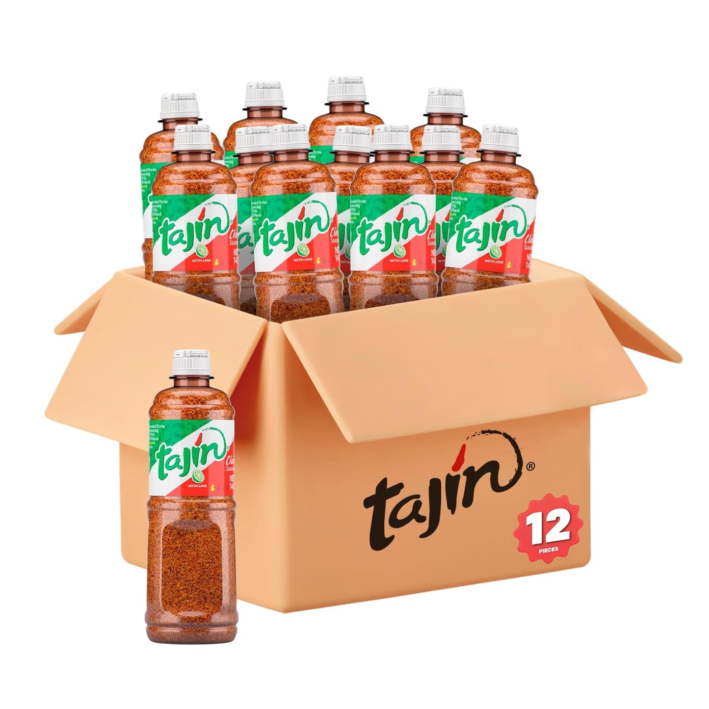 Tajin Clásico Seasoning, Authentic Mexican Chili Lime Spice Blend for Fruit, Snacks, Tacos, and Cocktails, Zesty Flavor Enhancer, 14 oz (Pack of 12)