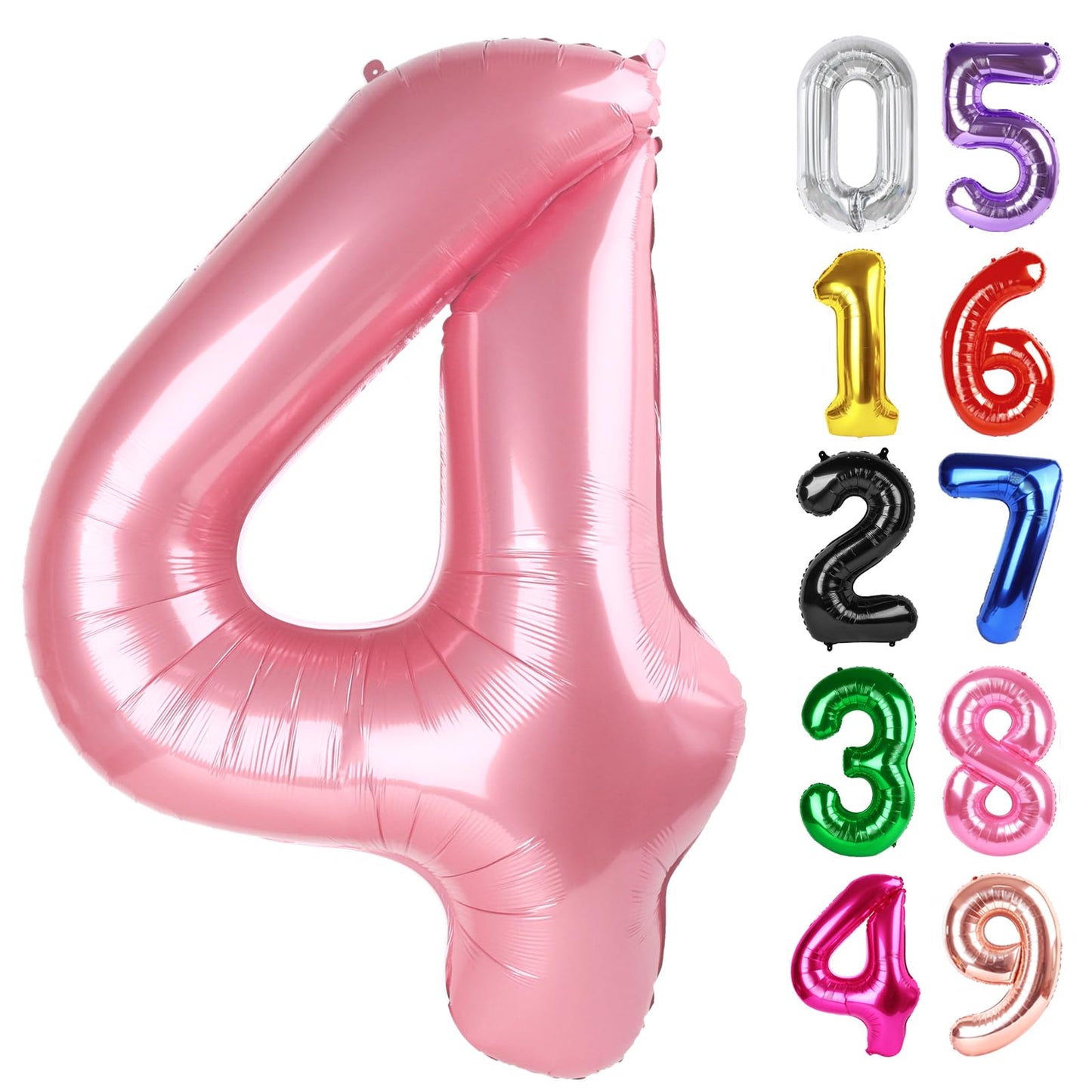 Pearlescent Pink Number 4 Balloon 40 Inch, 4th Birthday Party Decorations for Children, Giant 4 Foil Balloon for Party Supplies