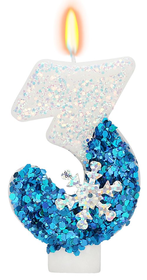 Frozen Themed Birthday Candles, 3rd Birthday Candle for Party Supplies, 2.76 inch Cake Topper Decorations (Number 3)