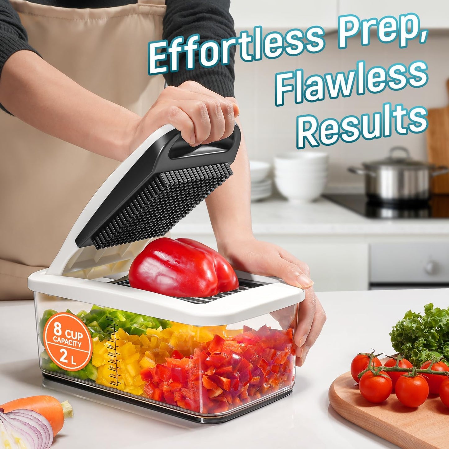 Sopito Vegetable Chopper - Multifunctional Mandoline Slicer with 6 Blades & Container for Easy Food Prep