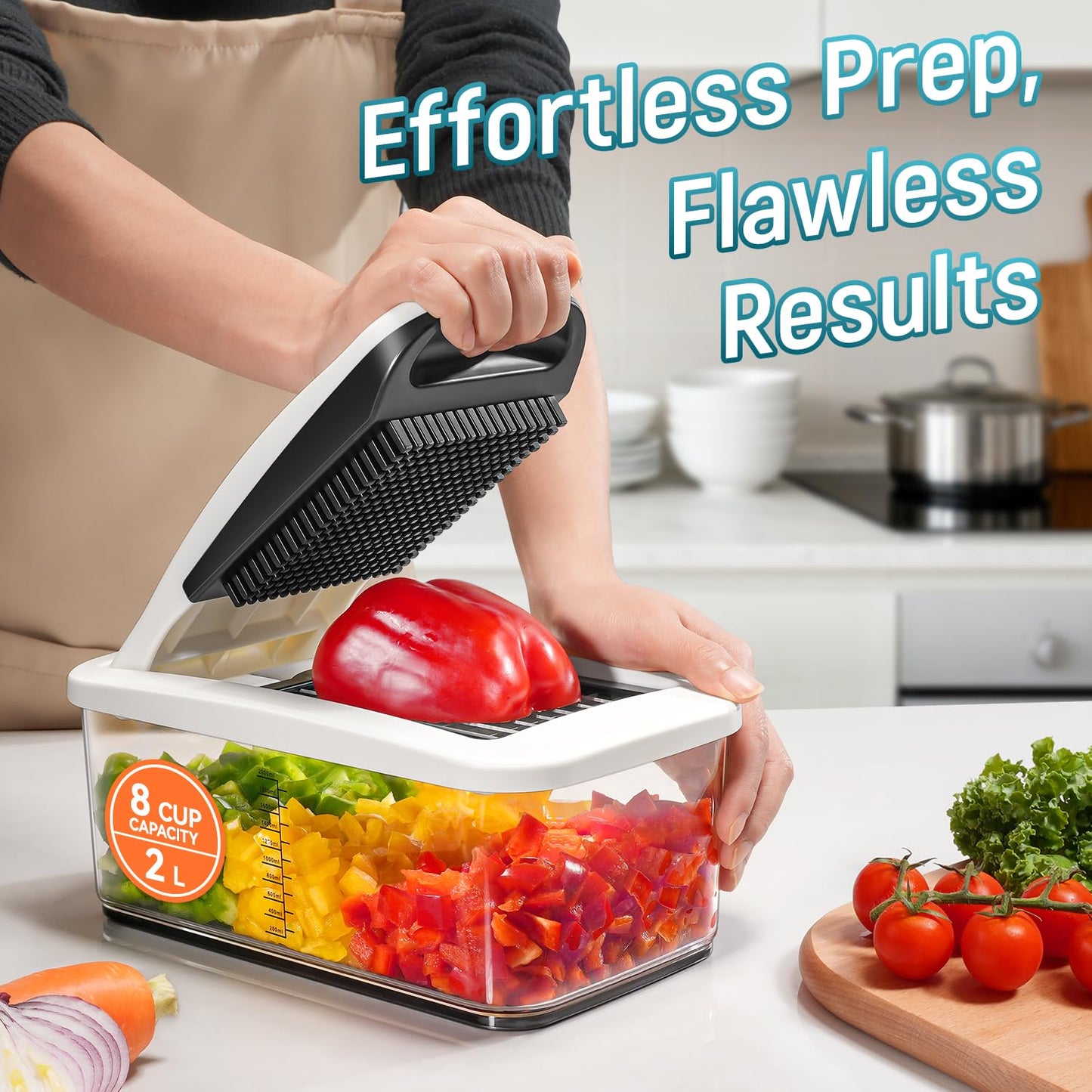 Sopito Vegetable Chopper Mandoline Slicer - Multifunctional Veggie Food Chopper With 6 Blades & Container, Heavy-Duty Vegetable Slicer and Cutter for Onion, Salad, and Food Preparation