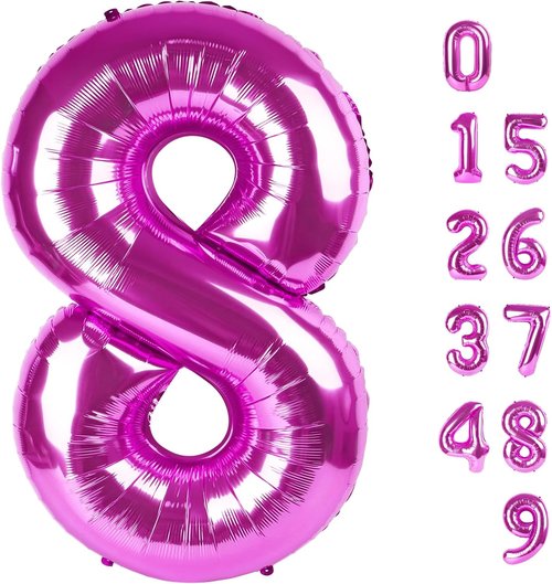 40 Inch Rose Purple Number 8 Balloon - Perfect for 8th Birthday Celebrations & Events