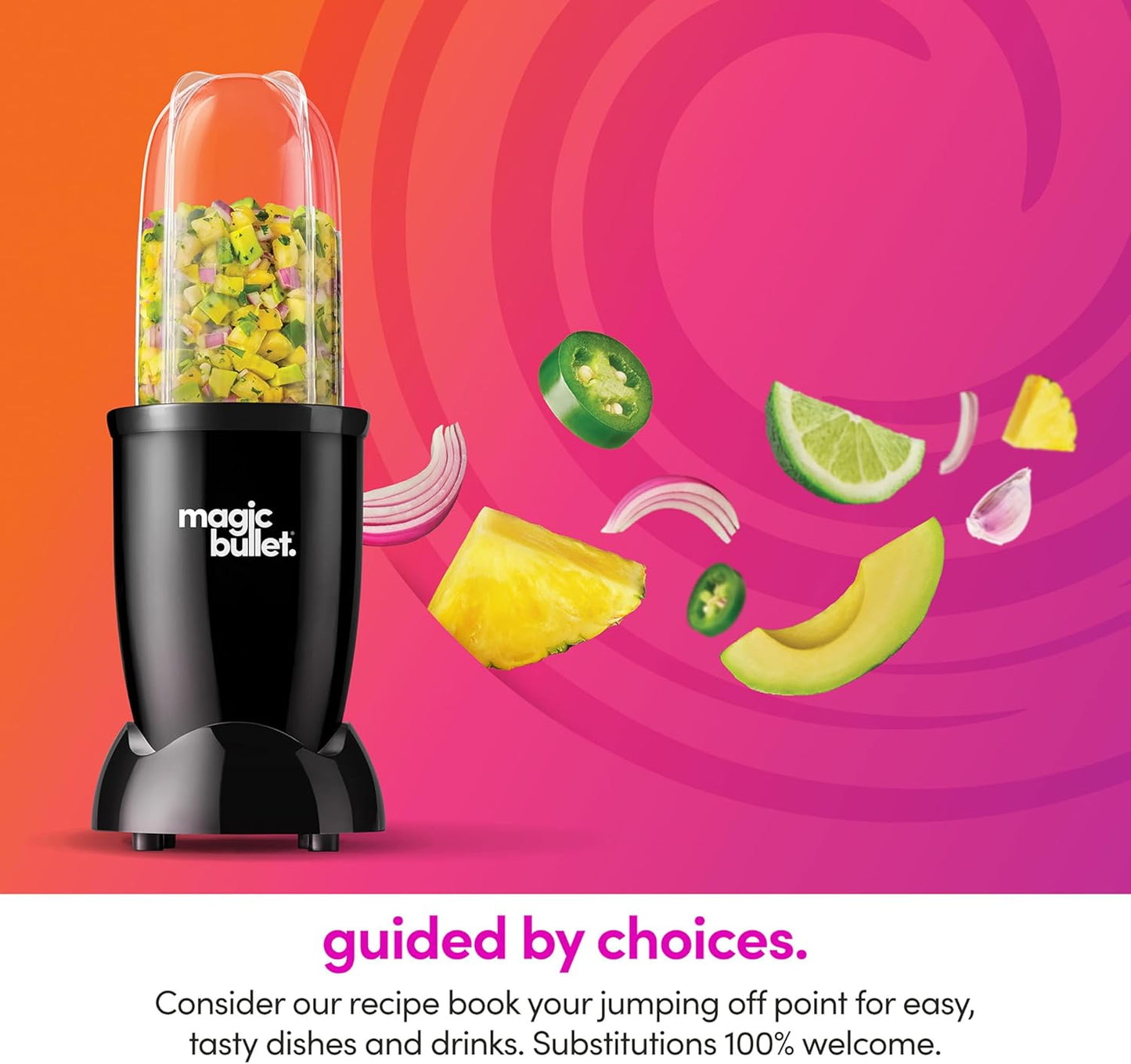 Magic Bullet Blender Set - 7-Piece 250W Blender & Food Processor with 2 Cups - Compact Silver Design for Smoothies & Sauces