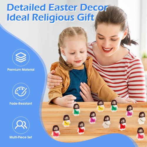 ajabavbd 40PCS Little Jesus Figures, 10 Color Tiny Jesus Figurines in Bulk, Mini Jesus Figure Religious Gifts, Christian Mothers Day Teacher Appreciation Gifts for Kids Women Mom (40PCS)