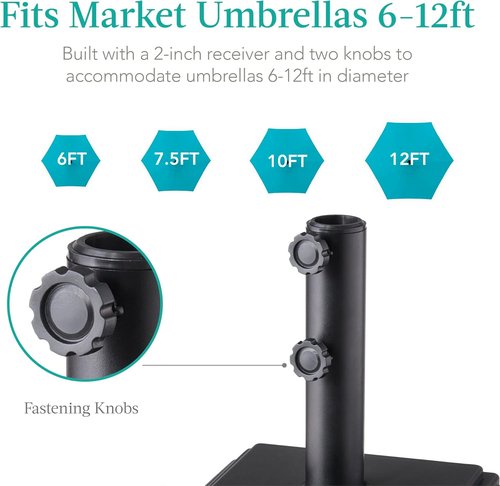 Best Choice Products Fillable Mobile Umbrella Base - Heavy Duty Square Stand with 4 Wheels, 120lb Capacity - Black