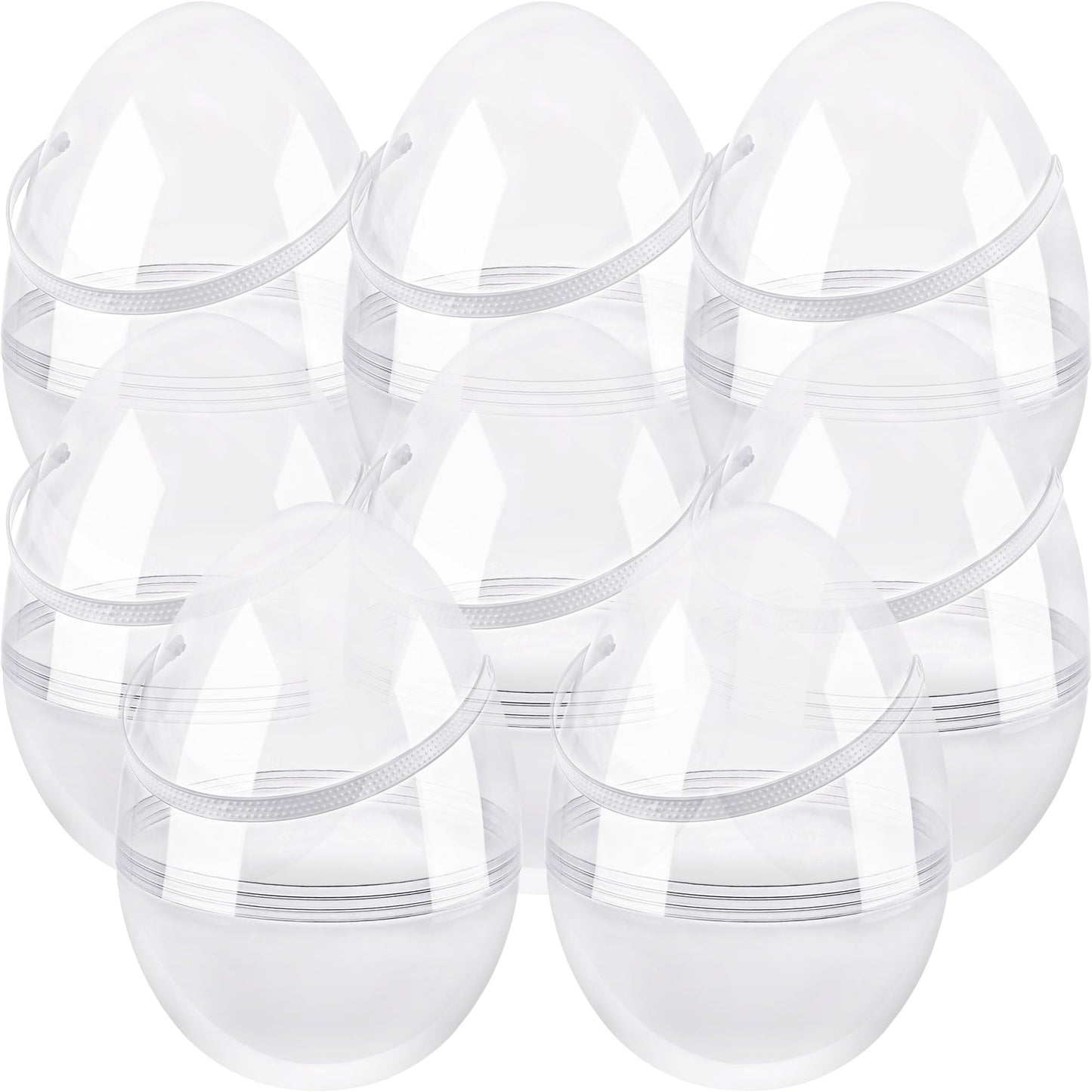 8 Pcs 6 Inch 8 Inch 10 Inch Jumbo Clear Easter Eggs with Handles Large Transparent Easter Eggs Empty DIY Plastic Egg for Adult Kids Easter Party Decor