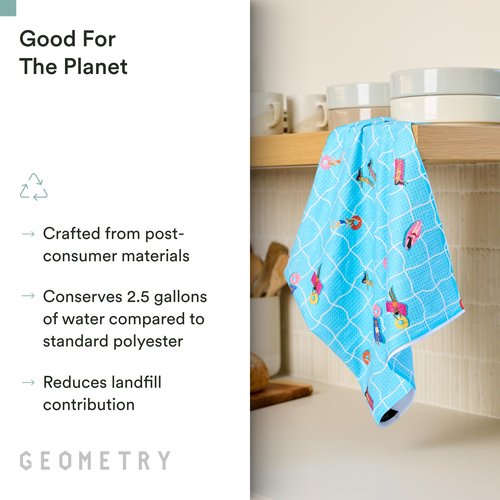 GEOMETRY Tea Towels – Spring & Summer Collection – Quick-Dry, Ultra-Absorbent, Reusable Microfiber Kitchen Towels for Drying & Cleaning - At The Pool - 1 Pack