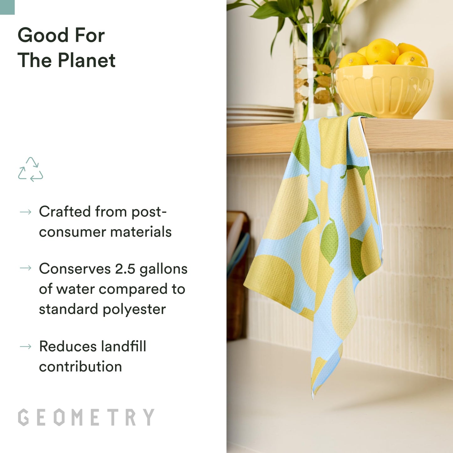 GEOMETRY Tea Towels – Spring & Summer Collection – Quick-Dry, Ultra-Absorbent, Reusable Microfiber Kitchen Towels for Drying & Cleaning - Main Squeeze - 2 Pack