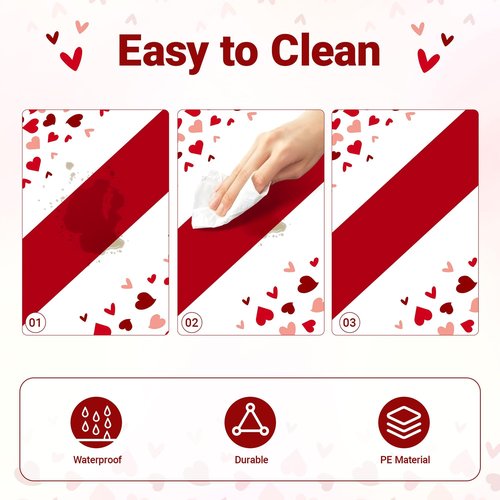 Childom 2 Pcs Valentines Day Tablecloths for Valentines Day Decorations,54" x 108" Disposable Plastic Tablecloths,Rectangle Heart Table Cover for Party Decorations Mothers Day Anniversary Birthday