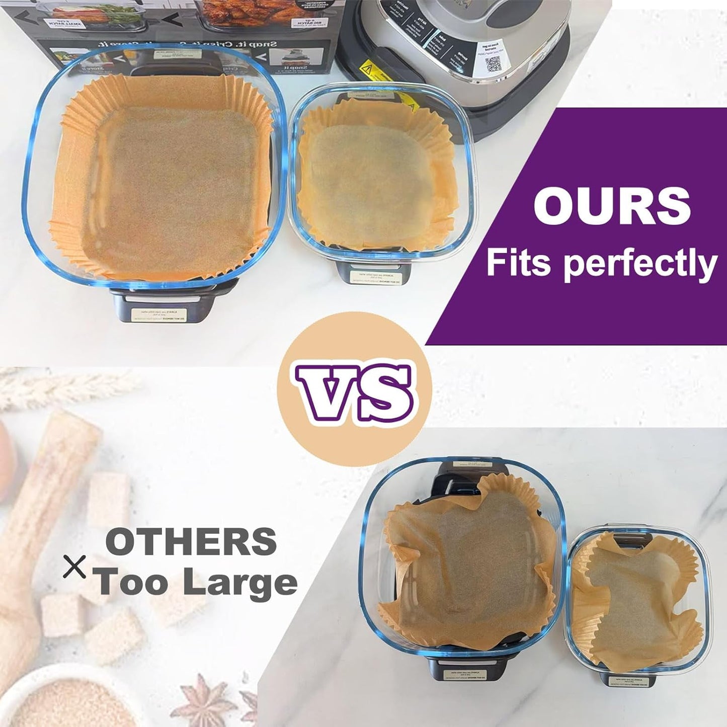 Ninja Crispi Air Fryer Liners - 260 PCS Disposable Accessories for 4 QT & 6 Cup Fryers