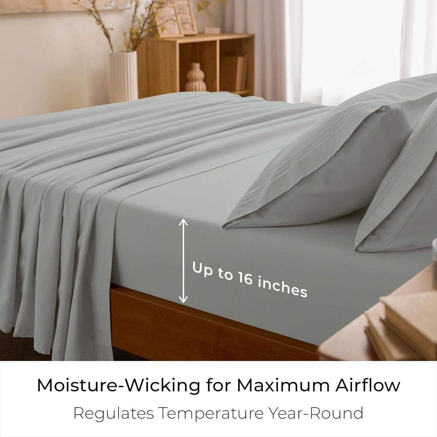 Mellanni Queen Sheets Set - 4 PC Luxury Bedding | Extra Soft, Cooling, Wrinkle-Resistant (Spa Mint)