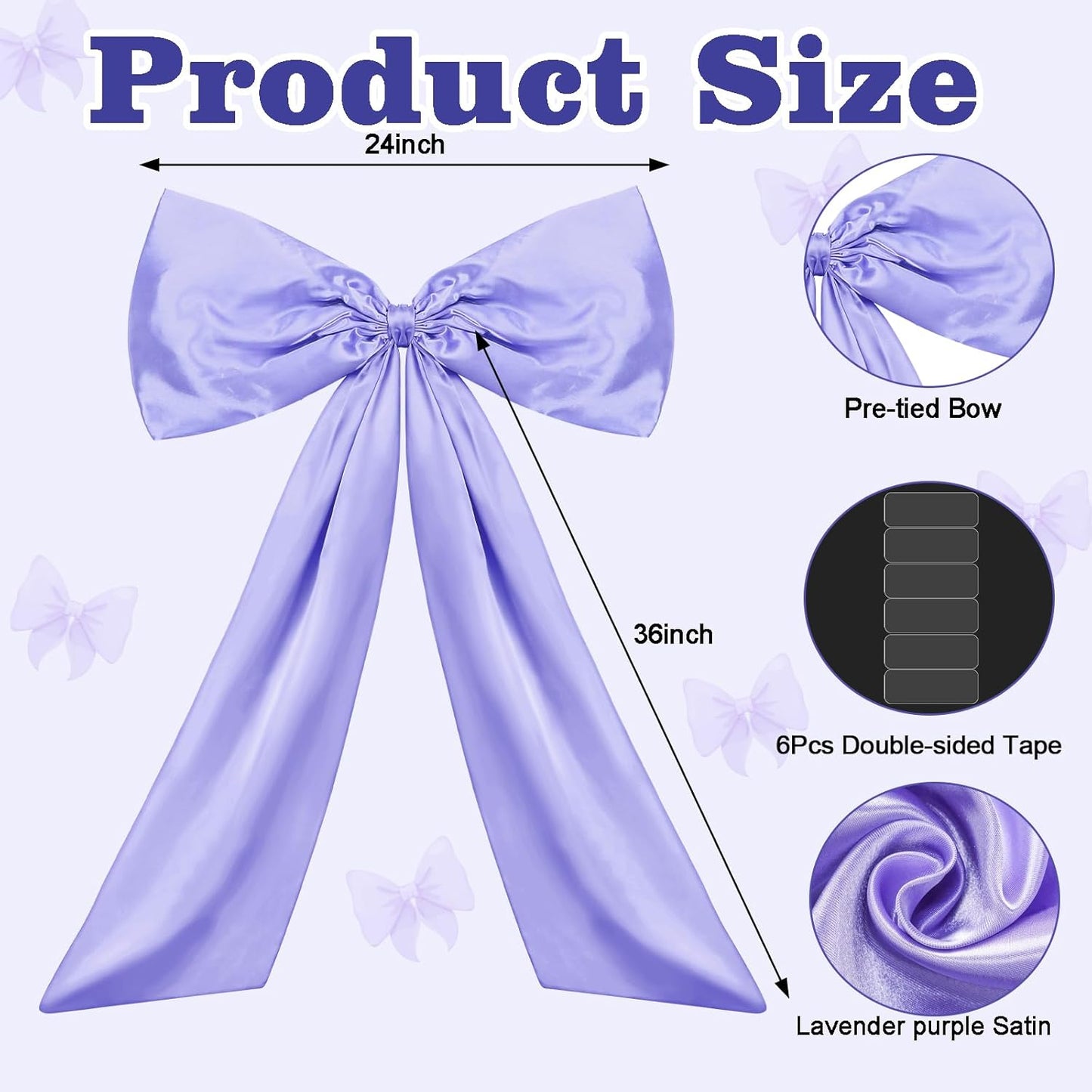 Wavwavw Bow Decor - Large Lavender Purple Bow for Room & Birthday Party Backdrop | 24 x 36 Inches