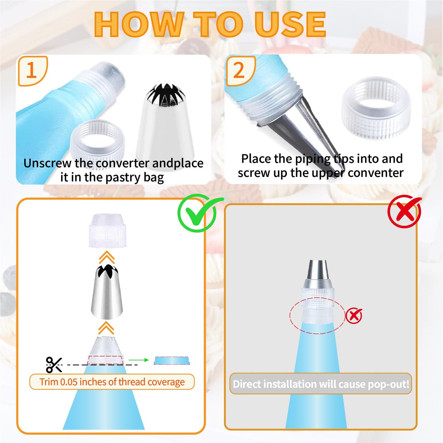 Large Piping Tips Set - 14pcs Reusable Stainless Steel Icing Nozzles Kit Cake Decorating Tools For Cupcake Cookie Pastrys Dough