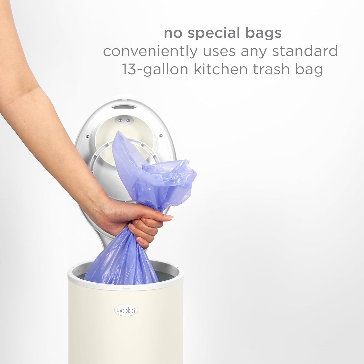 Ubbi Stainless Steel Diaper Pail - Odor Locking Design, No Special Bags Needed | Award-Winning Matte Ivory
