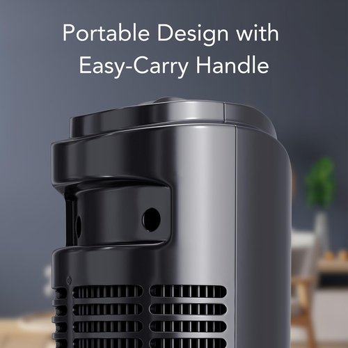 Comfort Zone Oscillating Tower Fan - Ultra-Slim Bladeless Design with 3 Speeds & 90° Oscillation | Quiet Portable Fan for Home or Office, Black