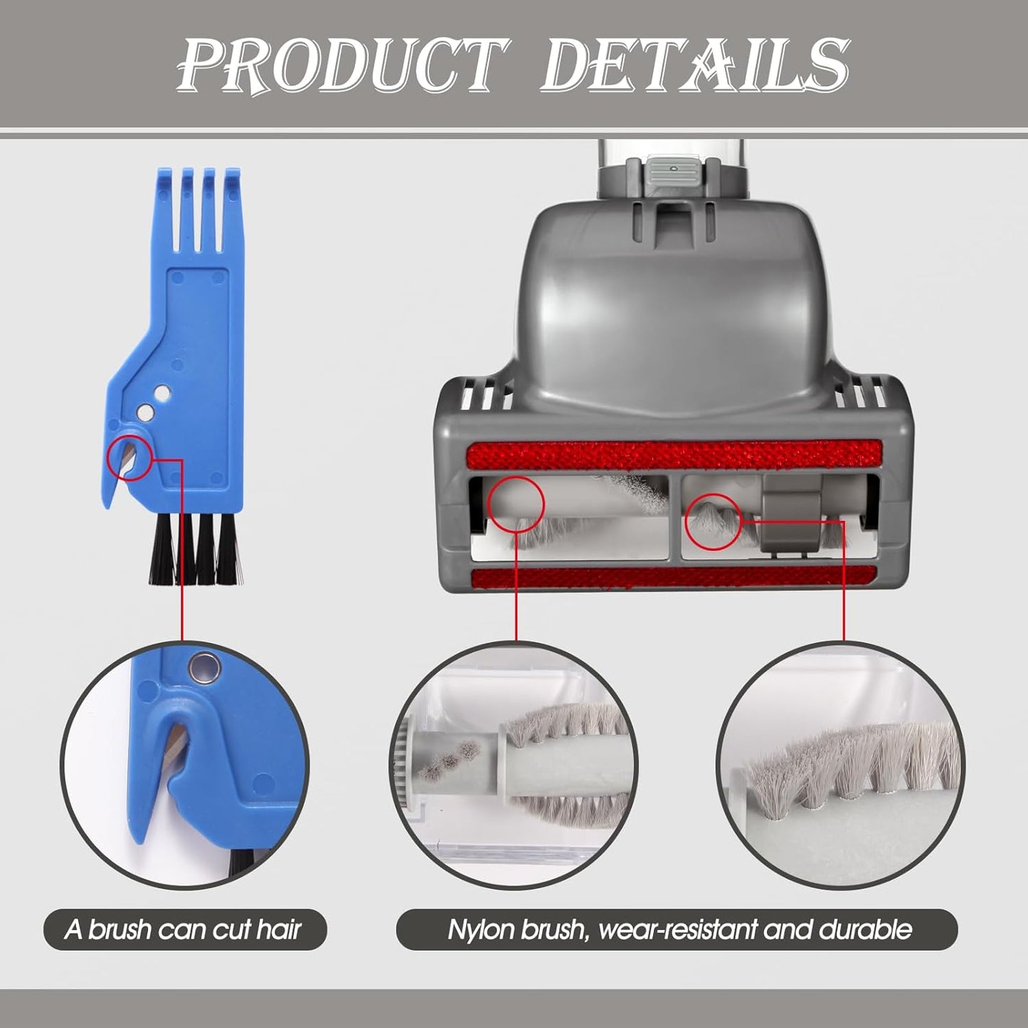 Shark Pet Hair Power Brush Tool - Upgraded Vacuum Attachment for Navigator Lift-Away NV360 | Gray