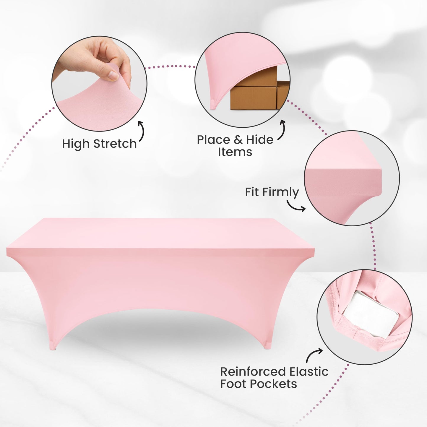 Utopia Kitchen Spandex Tablecloth 1 Pack [6FT, Pink] Tight, Fitted, Washable and Wrinkle Resistant Stretch Rectangular Patio Table Cover for Event, Wedding, Banquet & Parties [72Lx30Wx30H Inch]