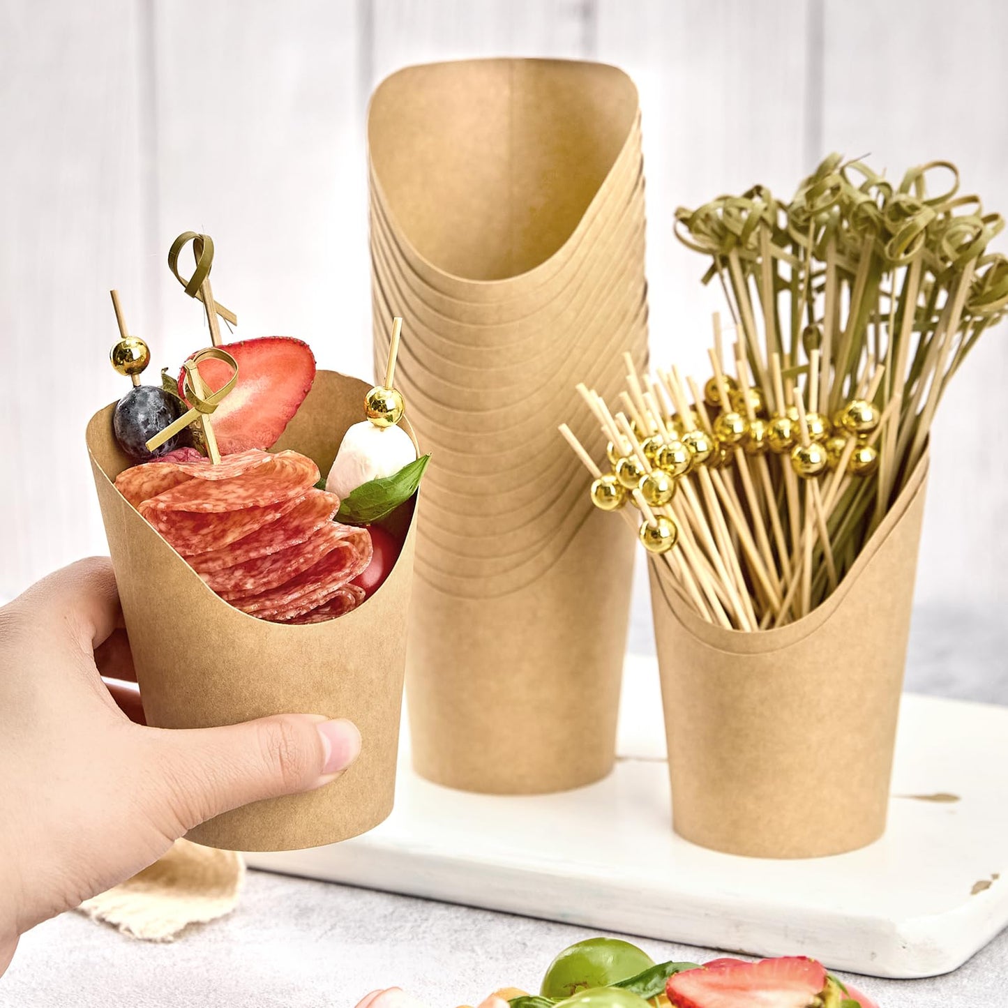 ZORRITA Small Charcuterie Cups with Sticks, 8 oz, 50 Sets