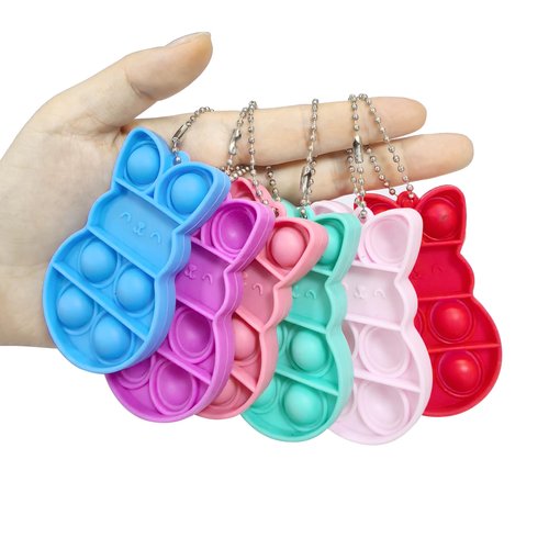24 PCS Prefilled Easter Eggs with Bunny Pop Bubble Fidget Keychains Toy Inside for Kids Boys Girls Easter Basket Stuffers Party Favors Easter Egg Fillers Hunt