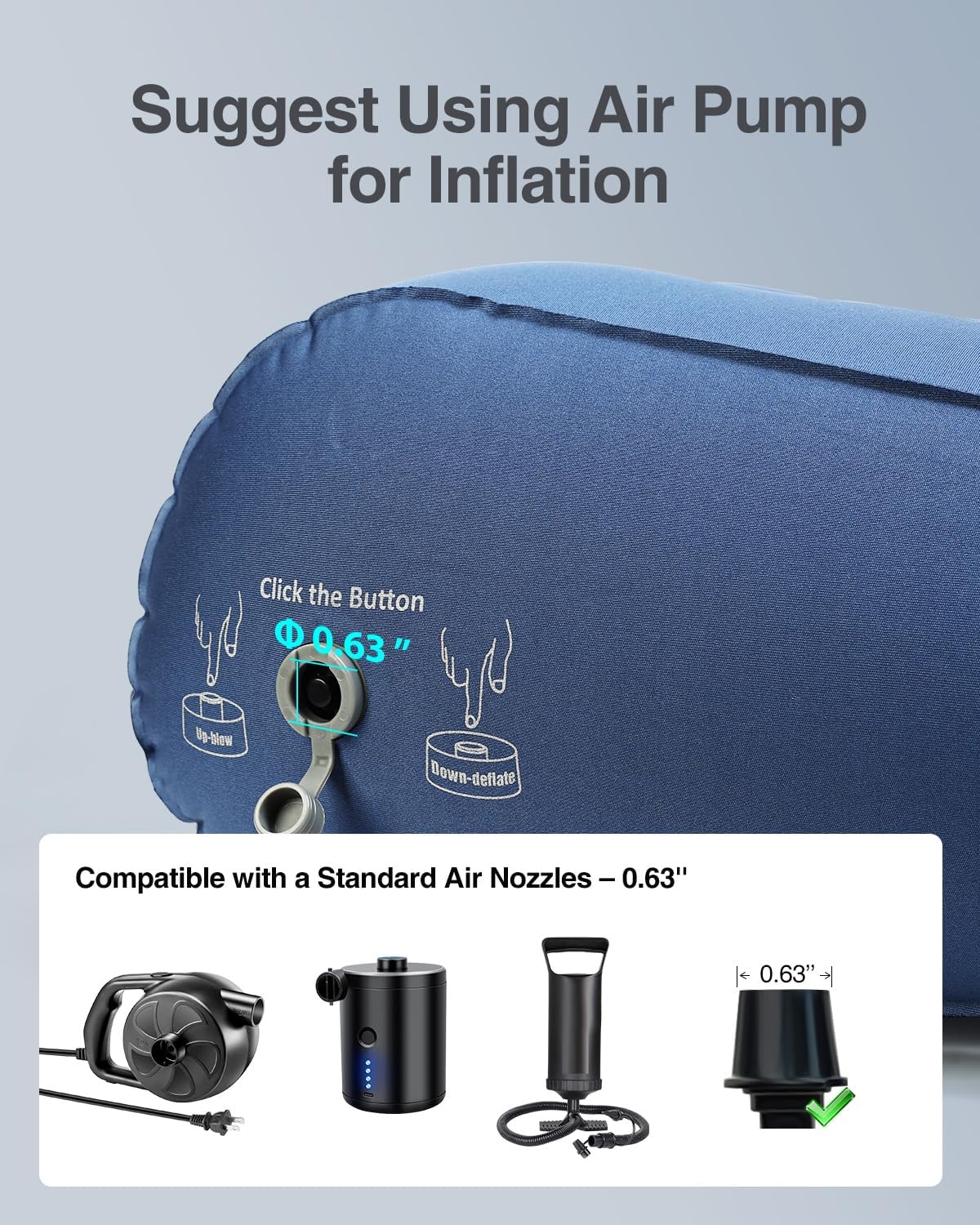 Luxtude Inflatable Wedge Pillow - Adjustable Travel Pillow for Acid Reflux & Back Pain Relief
