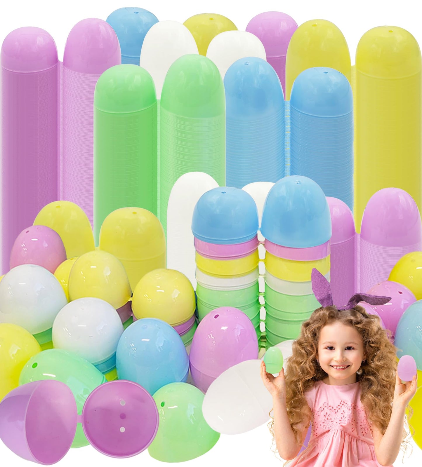 The Dreidel Company Fillable Easter Eggs 100-Pack, Pastel Colorful Bright Plastic Easter Eggs with Hinge, Perfect for Easter Egg Hunt, Surprise Egg, Easter Hunt,2.25" Fillable Eggs