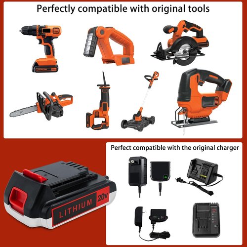 Black & Decker 20V Lithium Replacement Battery - High-Capacity 4.0Ah for Extended Run Time | 2-Pack