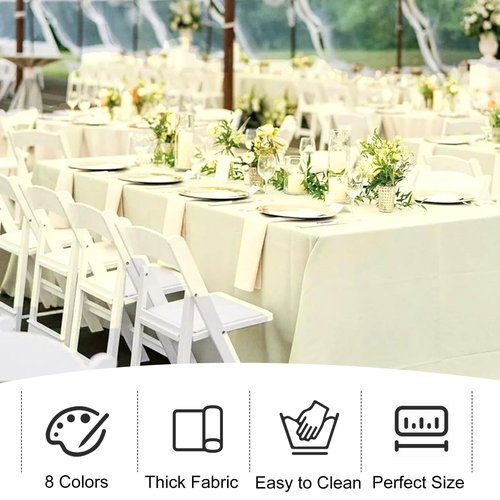 JALANCY 4 Pack Rectangle Tablecloth for 6 Foot Tables Washable Polyester Table Cover for Wedding Dining Table Parties Banquet（60x102 Beige）