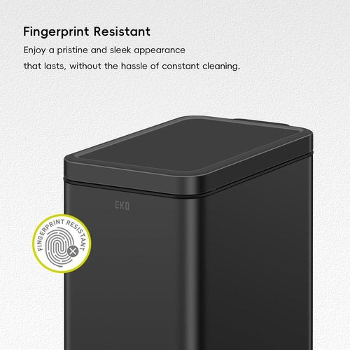 EKO Small Bathroom Trash Can - Soft Close Lid & Step Pedal | 10L Stainless Steel, Matte Black