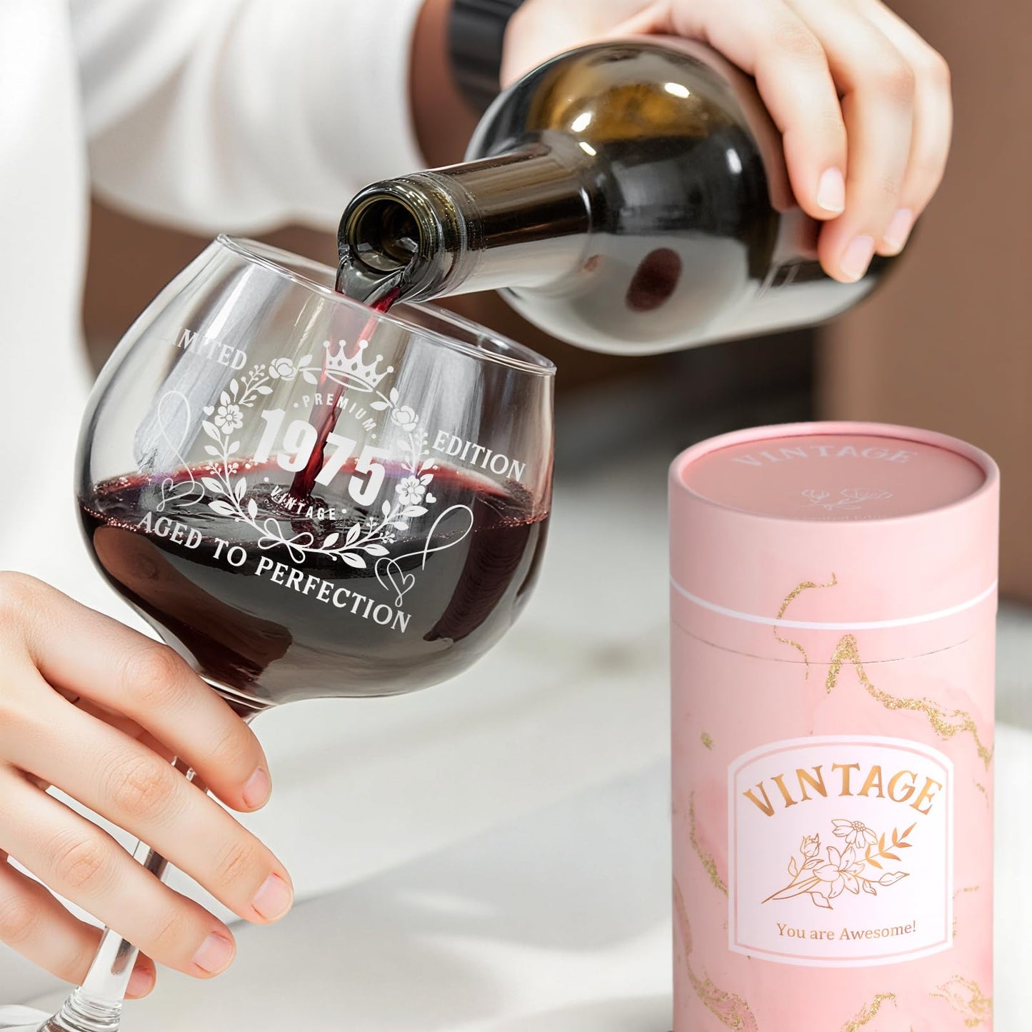 50th Birthday Gifts for Women - 50th Birthday Gifts for Her Happy Birthday Gifts for 50 Year Old Woman with Blankets Wine Glass 1975 Rose SPA Gifts Care Package for Women, Mom, Sister, Friend, Wife