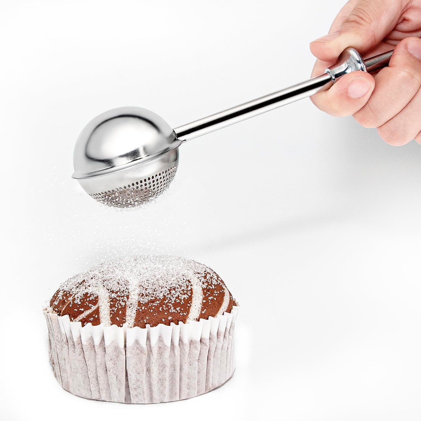 Sugar Shaker, Powdered Sugar Shaker Duster with 18/8 Stainless Steel Fine Mesh Dispenser Sugars and Spring Operated Handle for Sugar and Spices XVBITOR