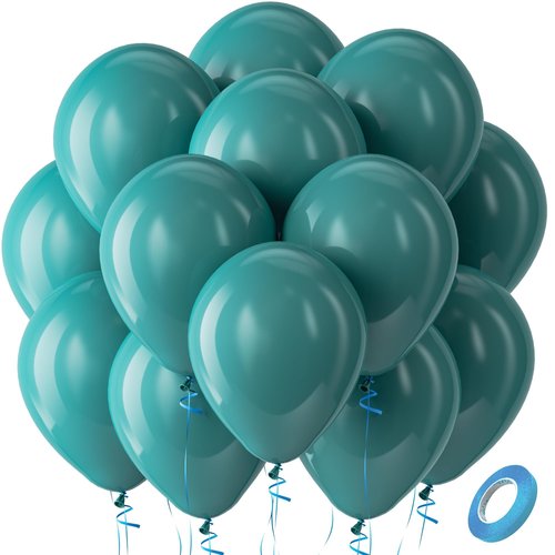 Bezente Slate Blue Latex Party Balloons - 100 Pack 12 inch Round Helium Dusty Blue Green Boho Dark Teal Balloons for Graduation Birthday Gender Reveal Wedding Under Sea Theme Boho Party Decorations