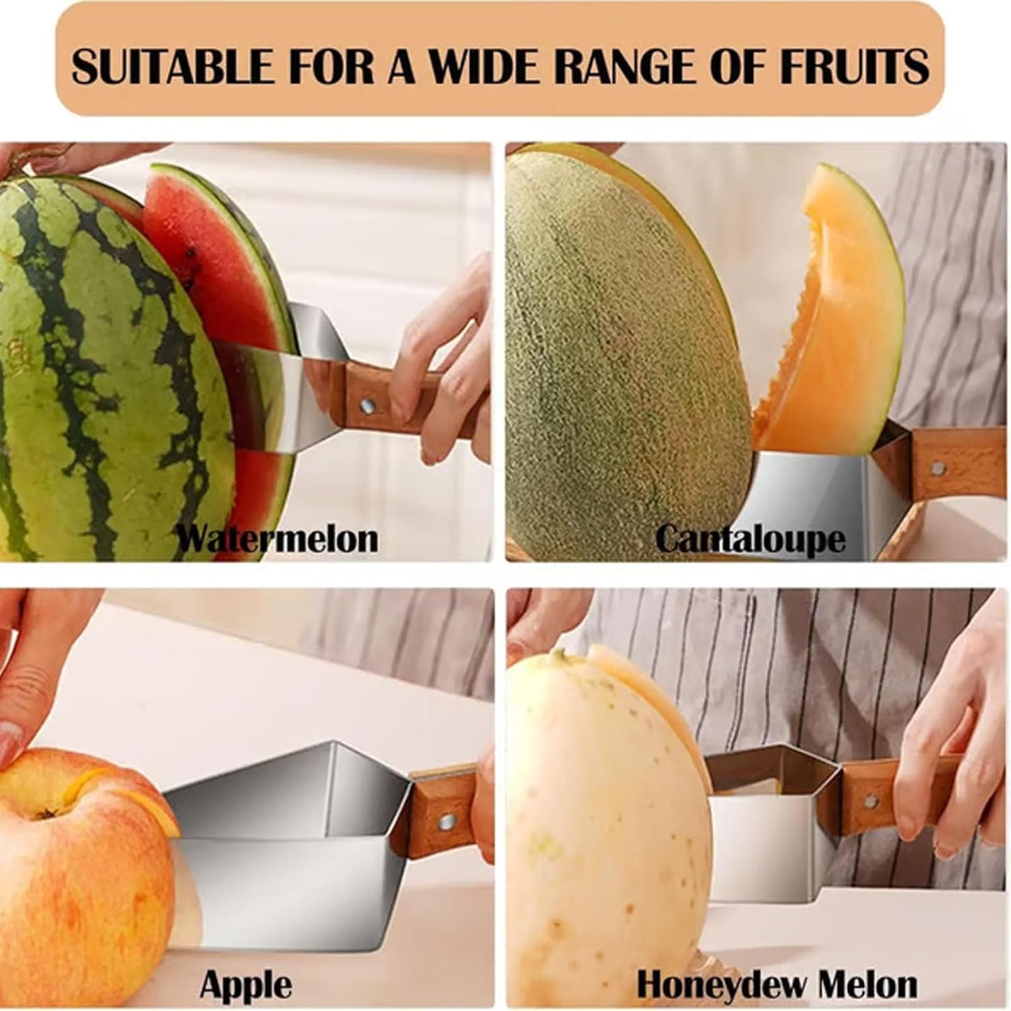 Skiennix Watermelon Cutter - Stainless Steel Slicer with Wooden Handle | Perfect Kitchen Gadget (1pc)