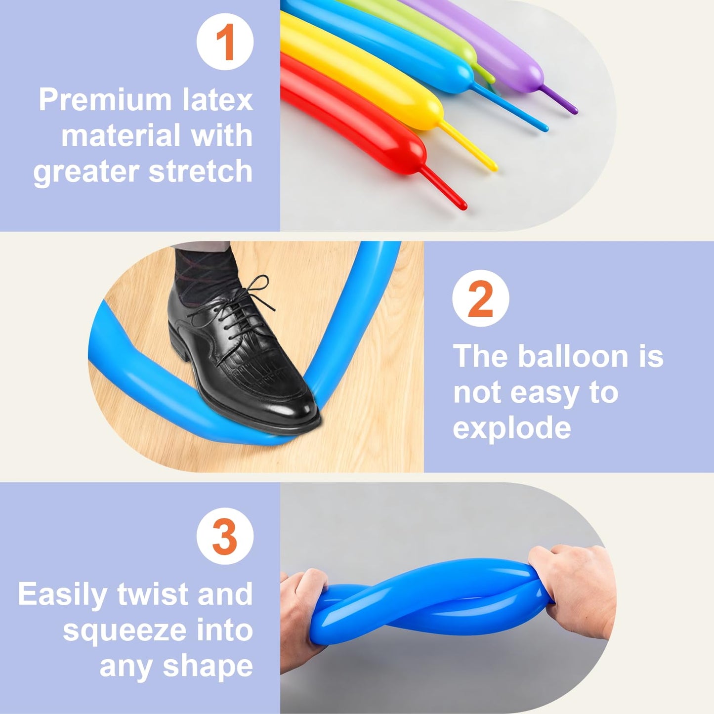 260 Balloons 100 PCS Multi - Premium Long Skinny Latex Balloons for Animal Twisting, Beginners, Weddings & Birthdays Party Decorations