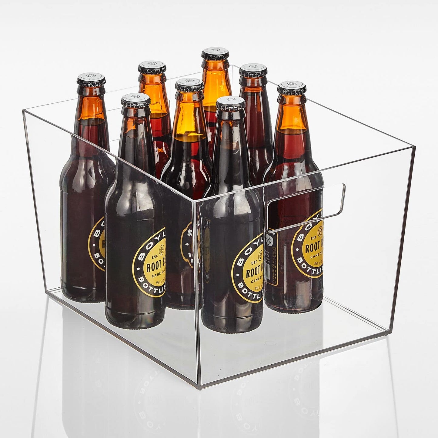 mDesign Nate Home by Nate Berkus Wide Plastic Bin with Handles | Perfect Organizer for Kitchen Storage or Fridge, and Pantry Organization from mDesign - Set of 2, Clear