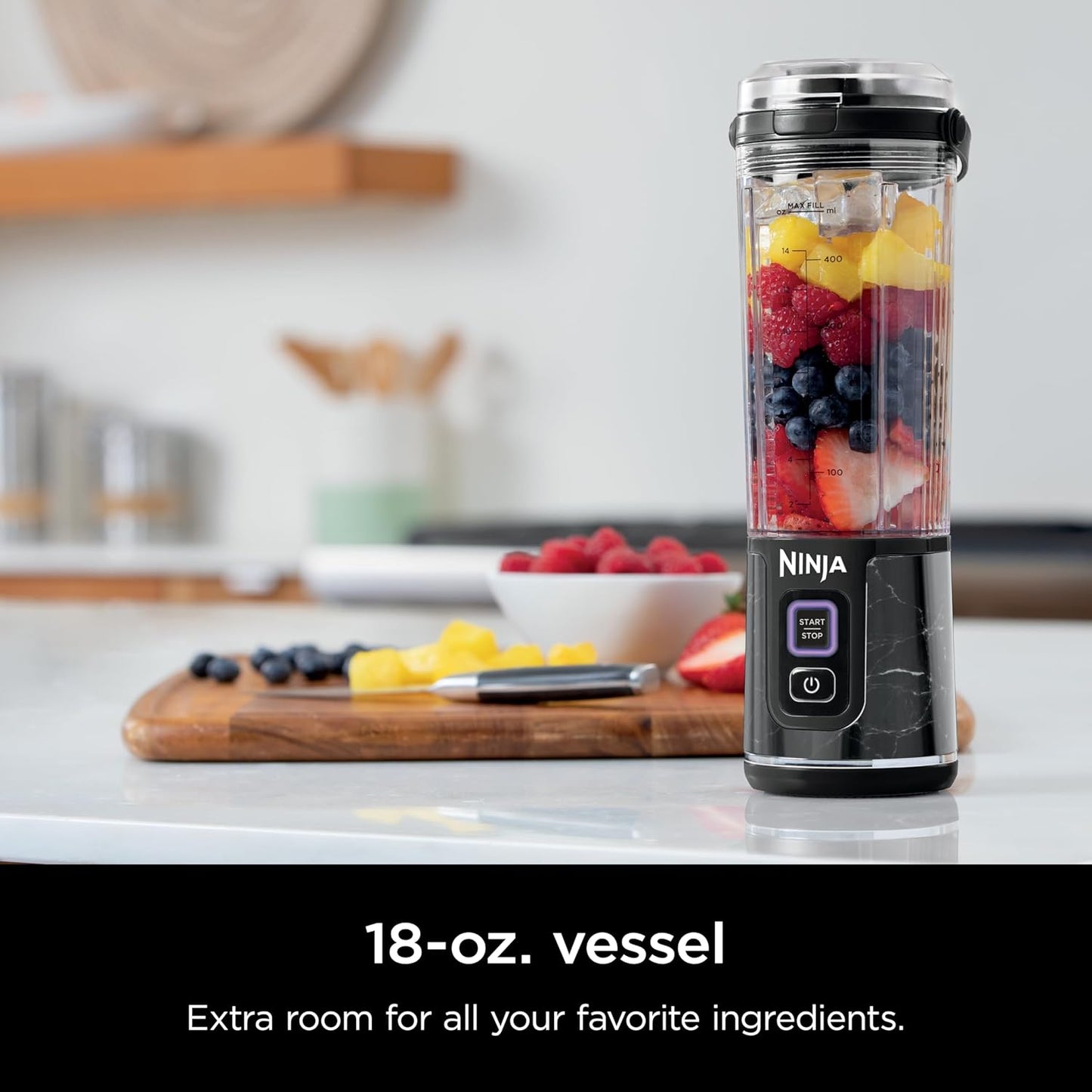 Ninja Blast Portable Blender - Cordless 18oz Personal Blender for Smoothies & Shakes | BPA-Free, USB-C Rechargeable, Marble Black