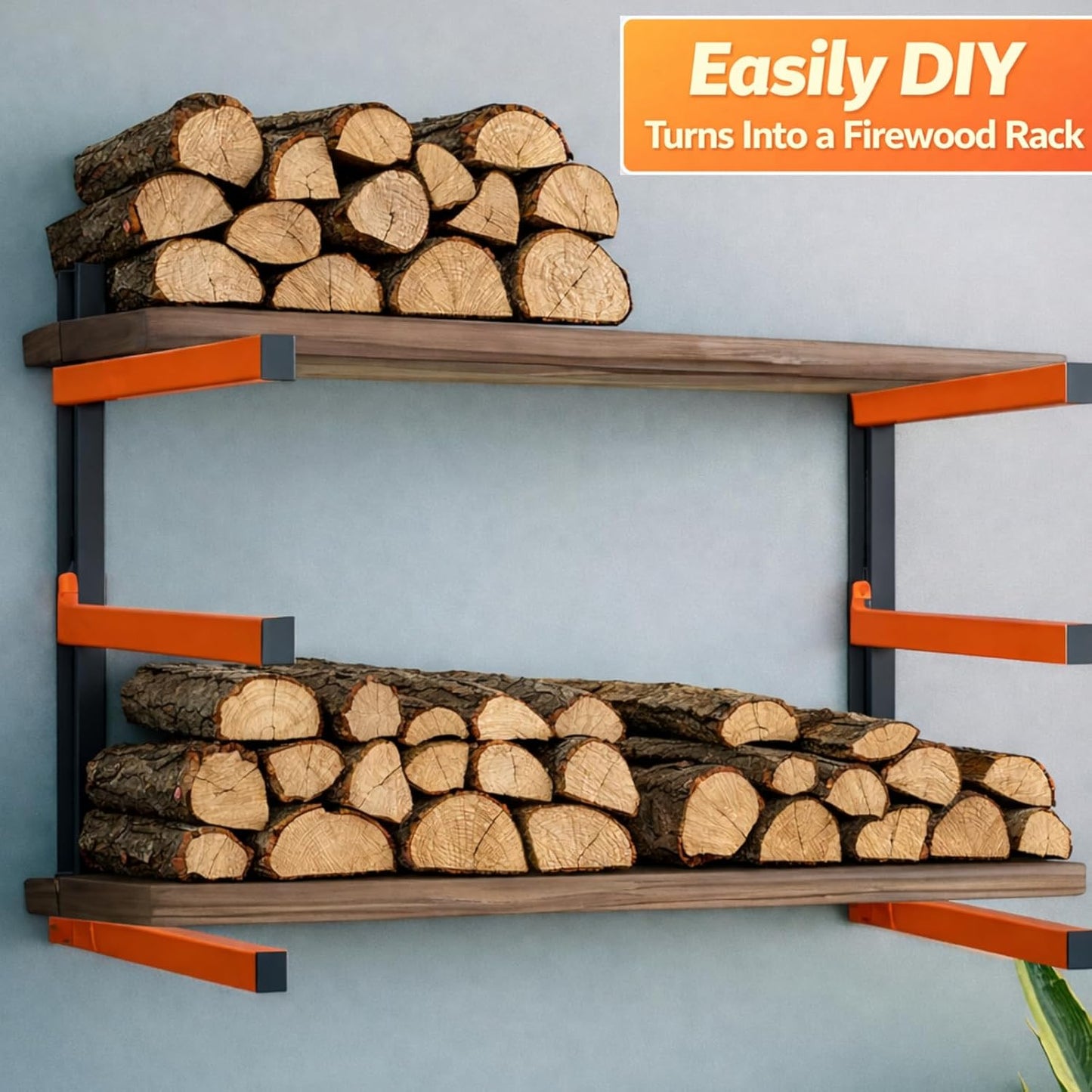 Wefaith Wood Organizer - Heavy Duty Metal Cantilever Shelves | 3-Level Storage Rack Holds 600 Lbs - 2 Pack