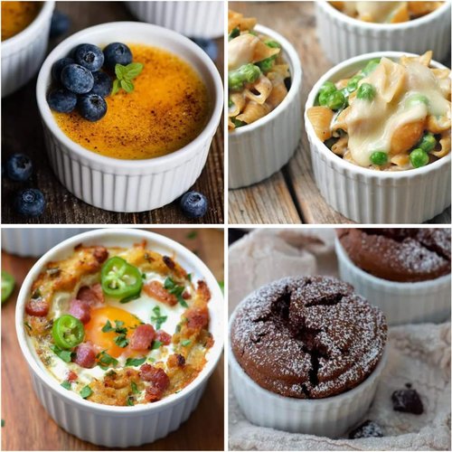 Creme Brulee Making Set - 6 Oz Porcelain Ramekins with Stainless Steel Lifting Rack & 9" X 13" Pan