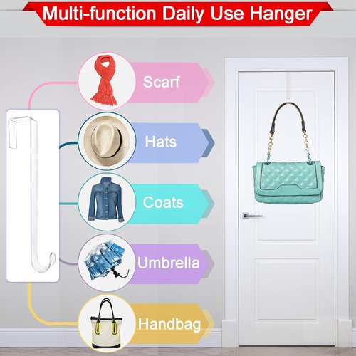 Clear Wreath Hanger Hooks - 15 Inch Non-Scratch Over The Door Hooks | 2 Pack for Fall & Christmas Decor