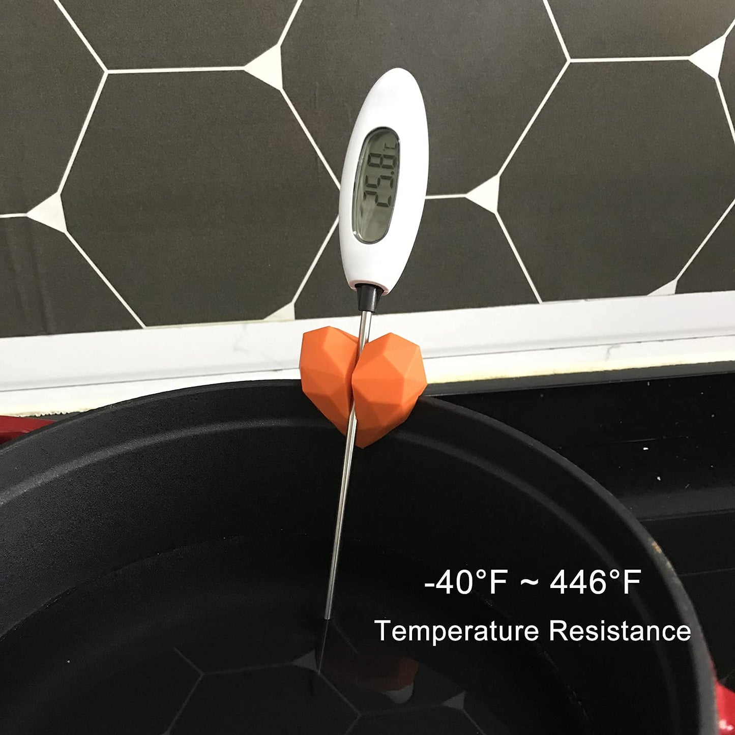 2Pcs Silicone Non-Scratch Pot Clip, Thermometer Clips for Candy Making, Hand-Free Holder to Measure Temperature of Oil, Milk, Chocolate, Candle, Deep Fryer and Cooking Melting Pots