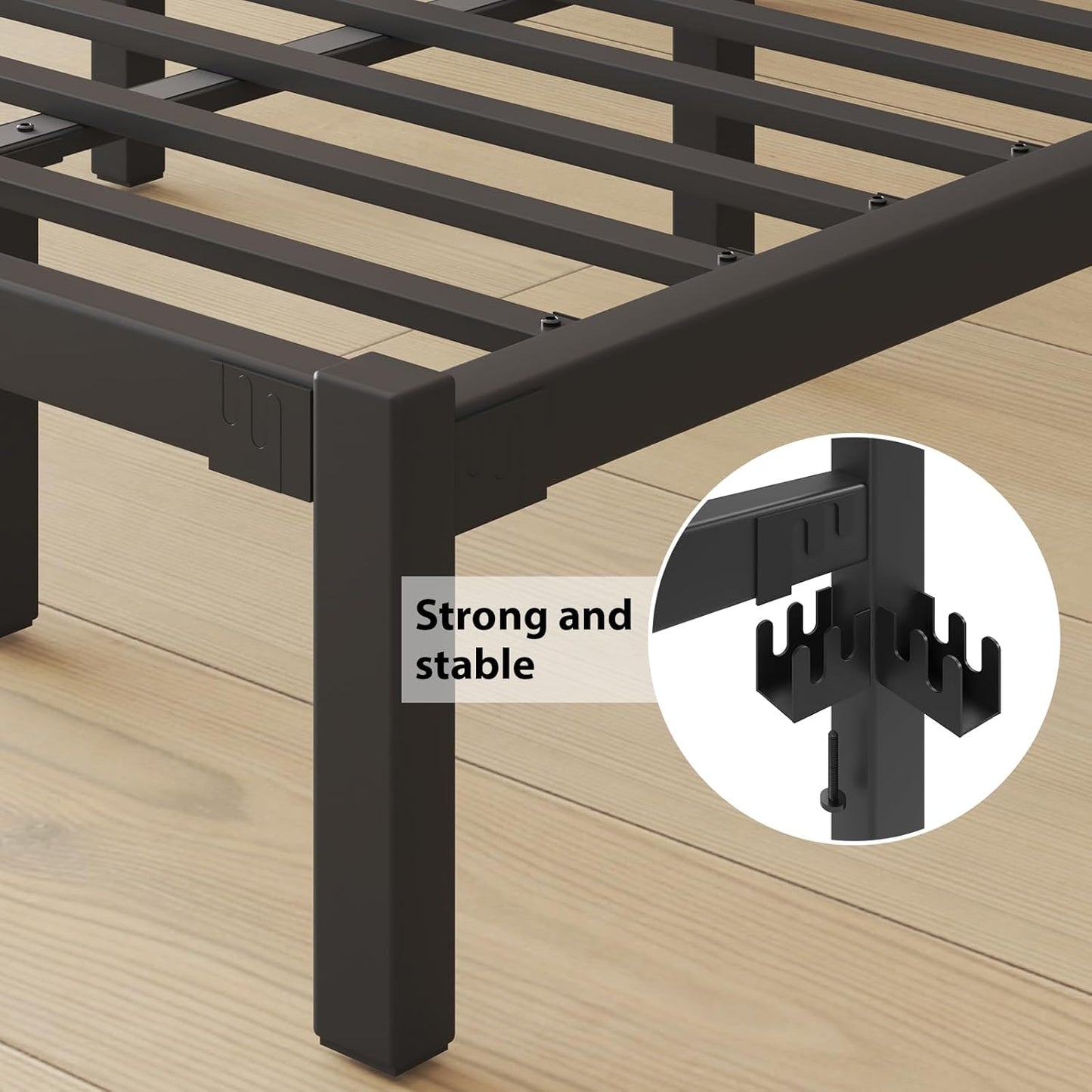 LoVinson Full Size Bed Frame - Heavy Duty Metal Platform with Under Bed Storage | Easy Assembly, Black