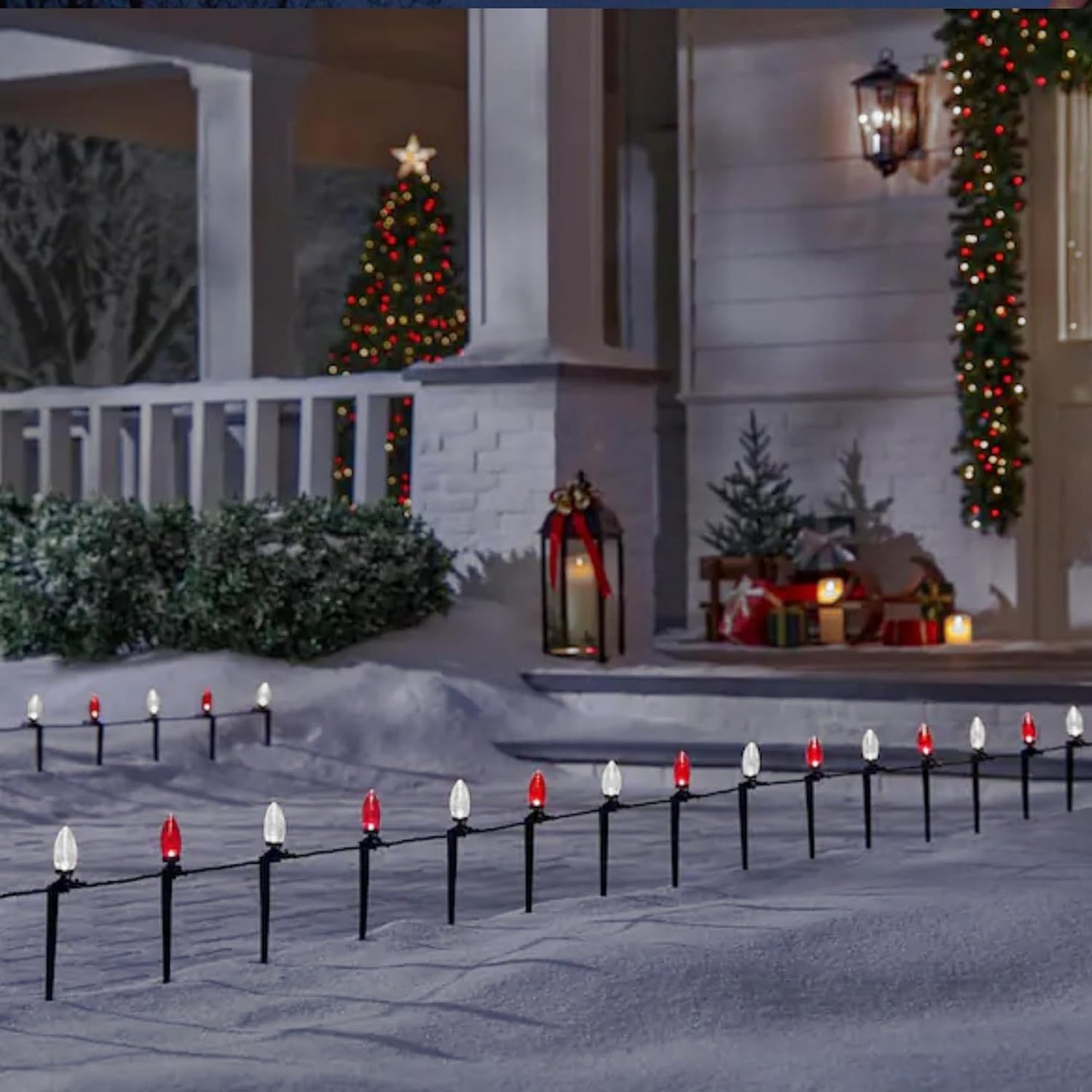 TW SHINE C9 Christmas Lights - 100 LED 66 FT Waterproof String Lights with 8 Modes Timer | Red & White