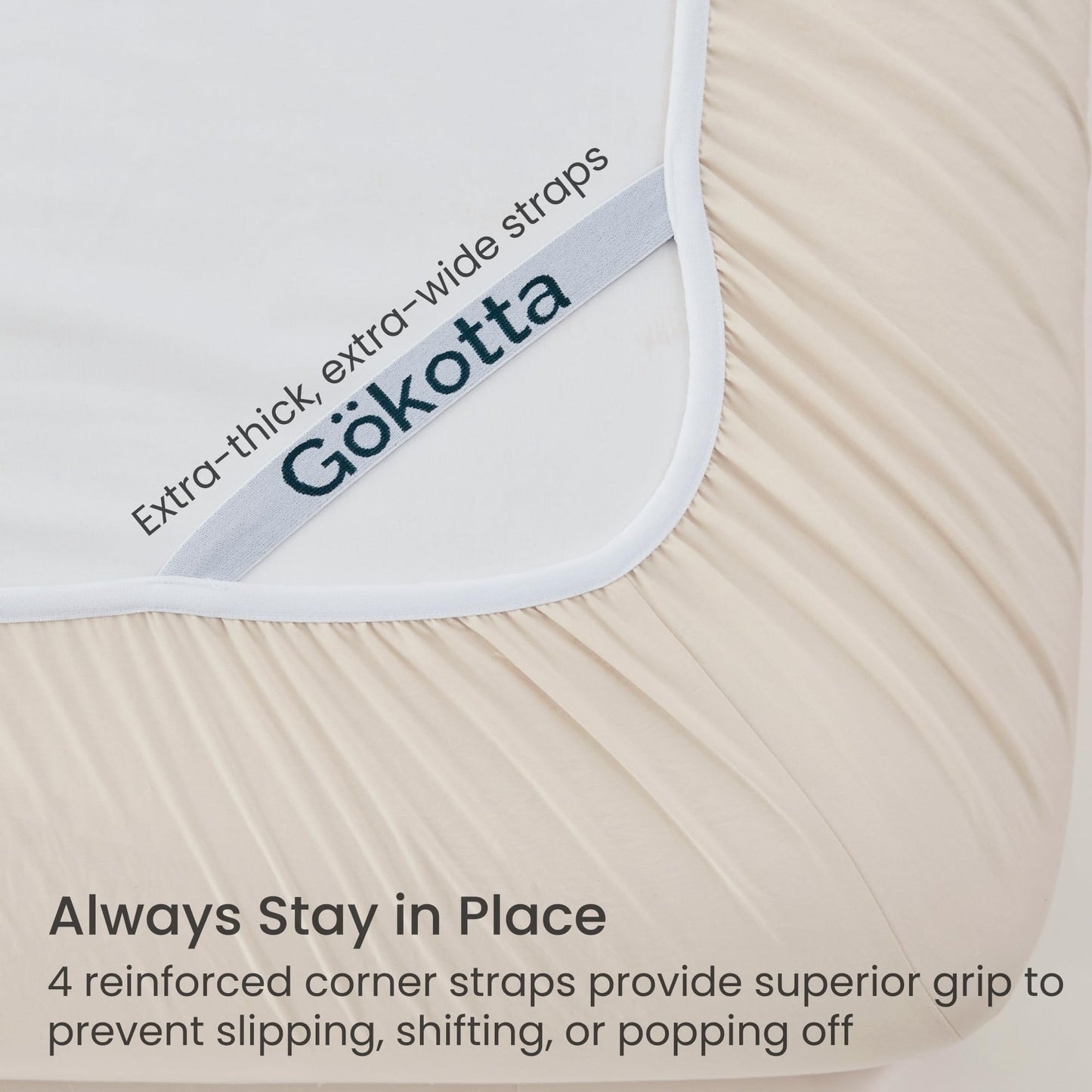 GOKOTTA 5 Pcs Split King Sheets Set for Adjustable Bed with Elastic Corner Straps, 16" Deep Pocket Sleep Number Sheets - Brushed Microfiber Polyester - Soft, Breathable, Wrinkle-Free - Beige
