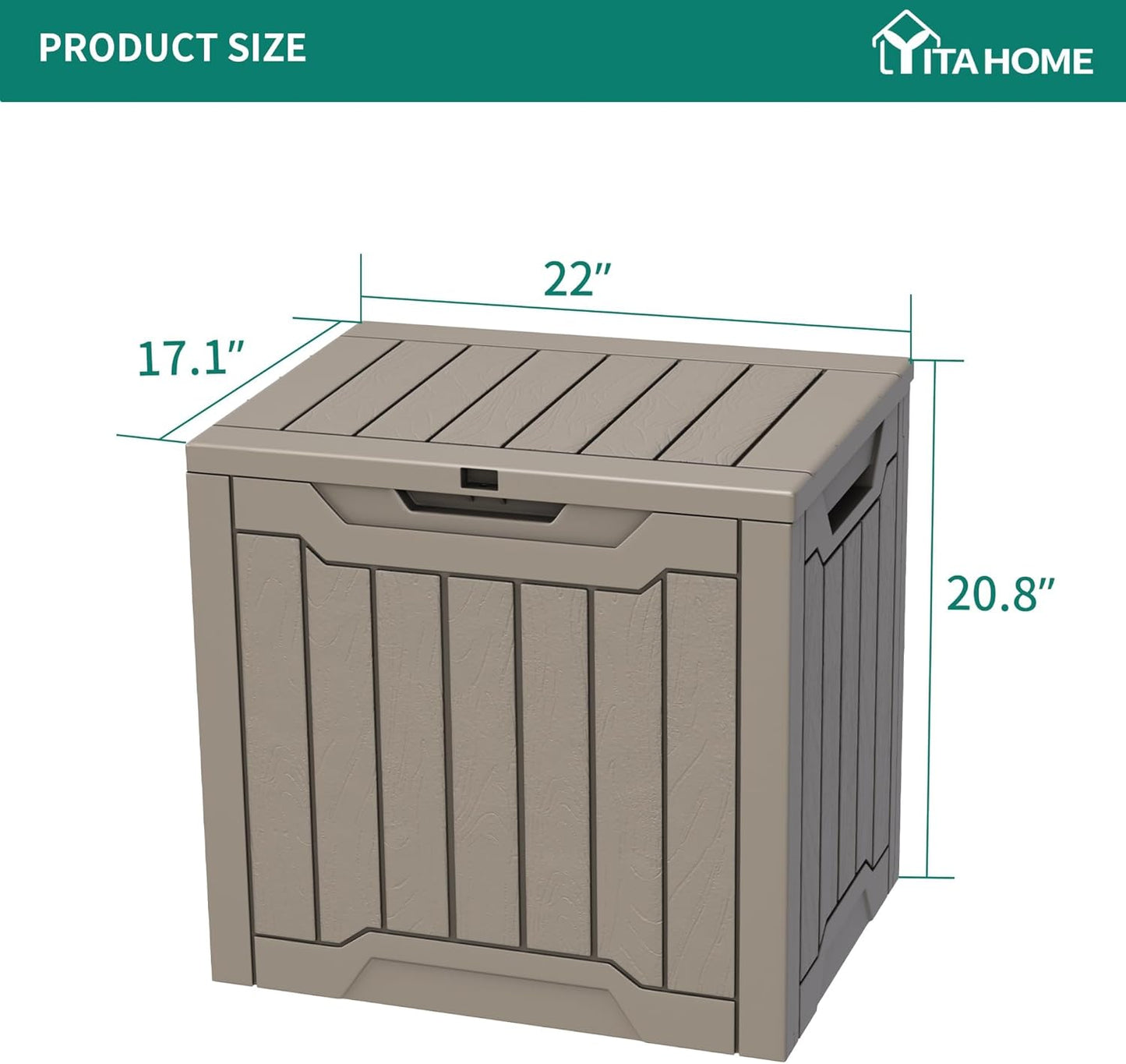 YITAHOME Outdoor Storage Deck Box - 31 Gallon Waterproof Resin with Lockable Lid | Taupe for Patio & Garden