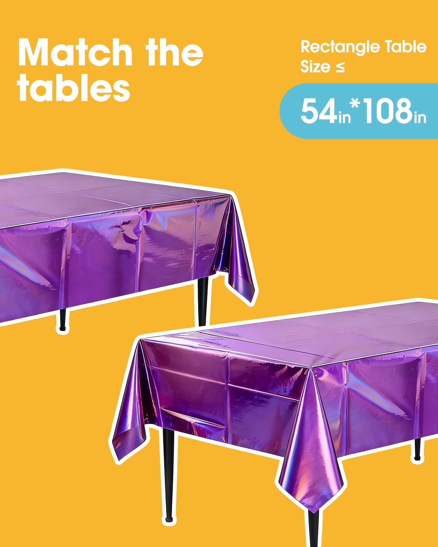 Niuara Iridescent Purple Plastic Table Cloth - 4 Pack 54" × 108" Rectangle Disposable Tablecloths for 6FT Tables, Table Cover for Party, Holiday & Gathering Use