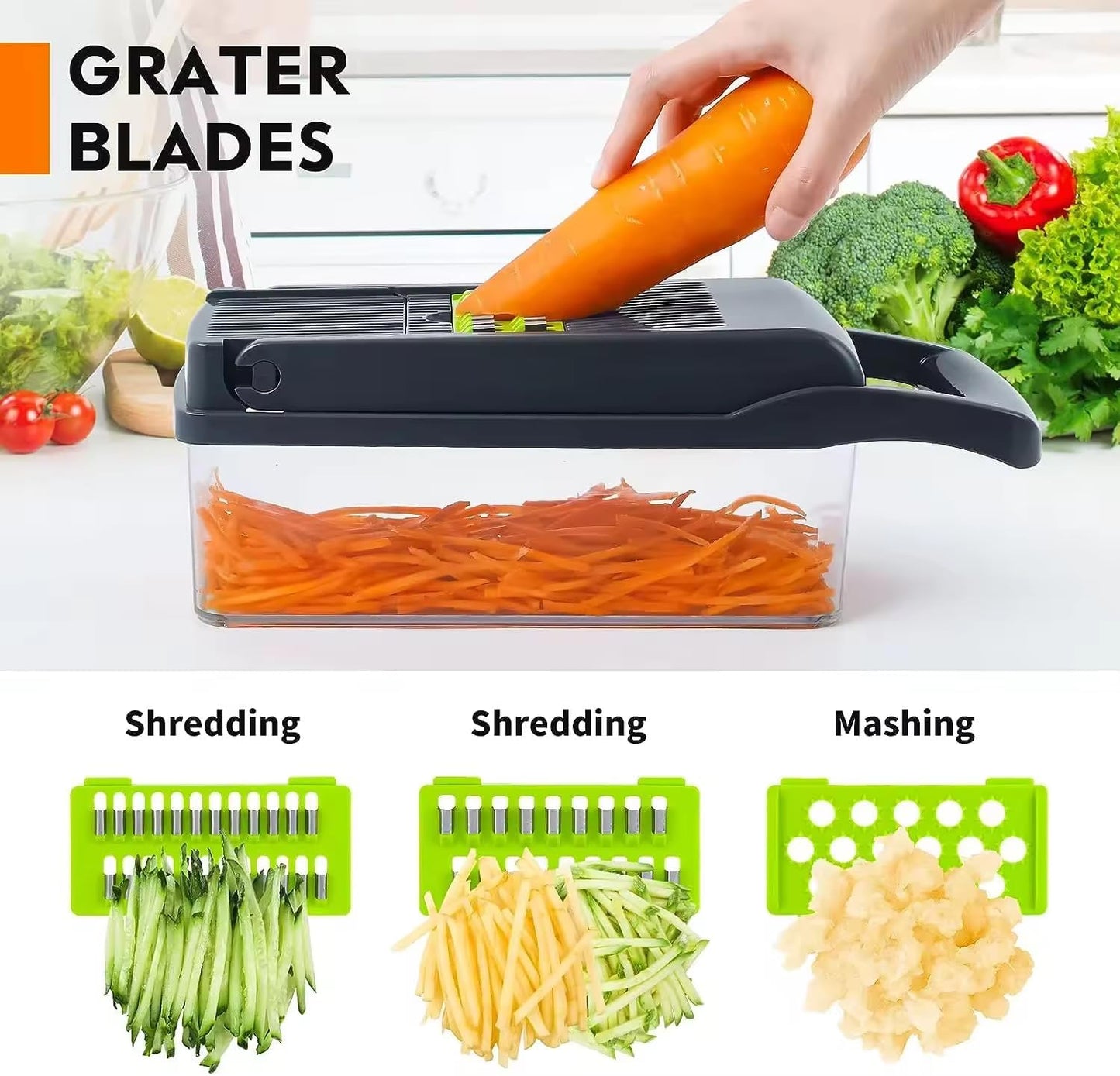 Skiennix 16-in-1 Multifunctional Vegetable Chopper - BPA-Free Onion Dicer & Salad Food Processor with Container